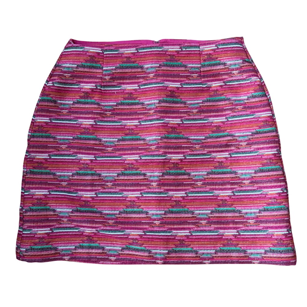 NWT LOFT Pink Multicolor Ikat Textured A-Line Skirt Sz 6 Classic Office Business